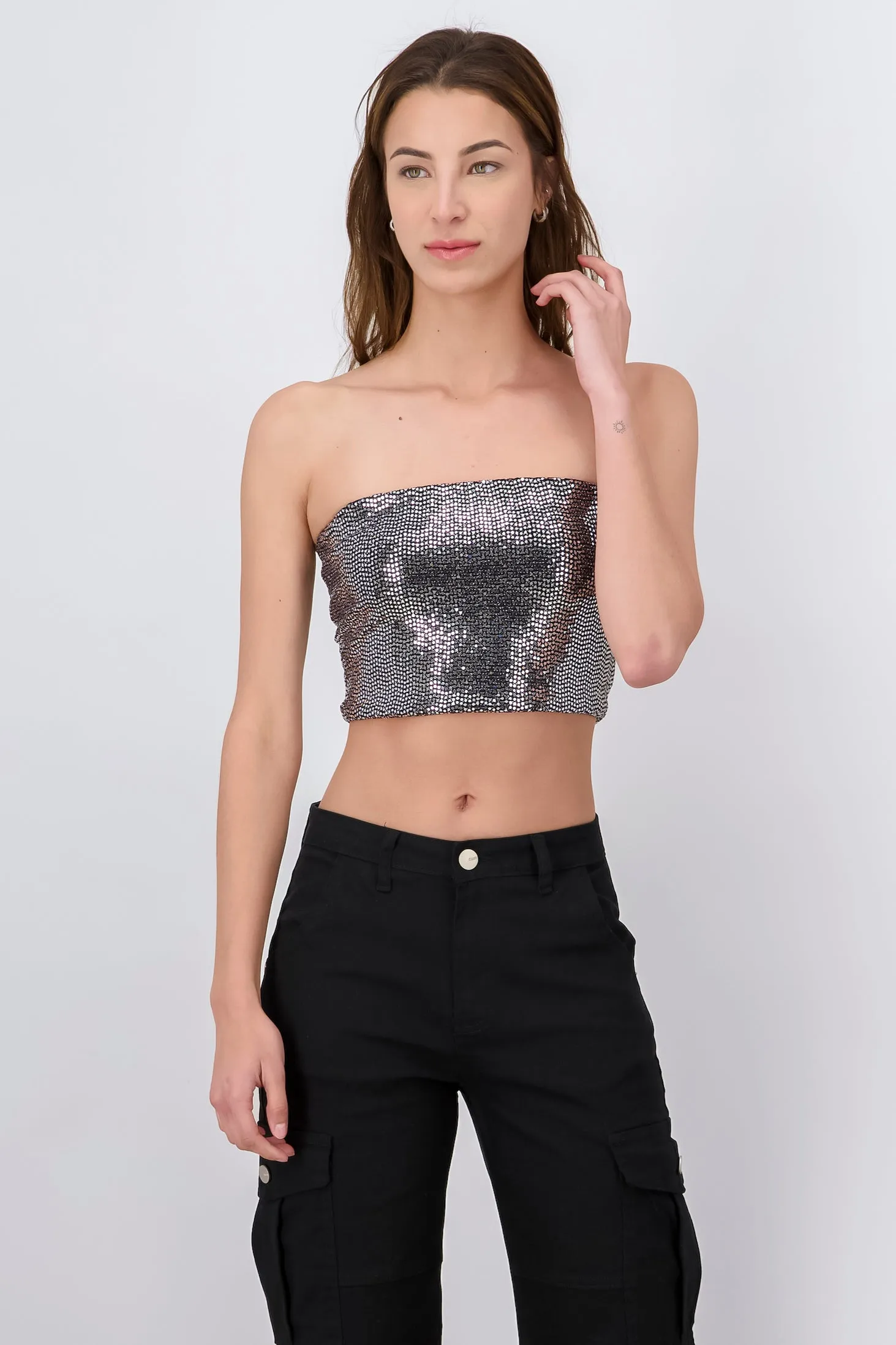 Top strapless brillos tornasol sold by Shasa