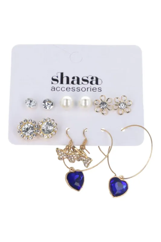 6 Pares aretes corazon cristal sold by Shasa