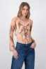 Top crop mesh manga campana sold by Shasa