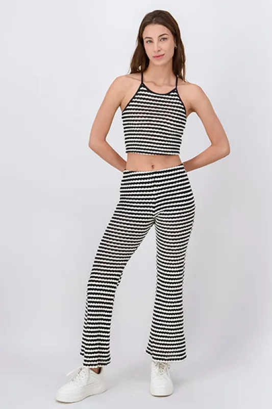 Pantalón flare tejido rayas sold by Shasa