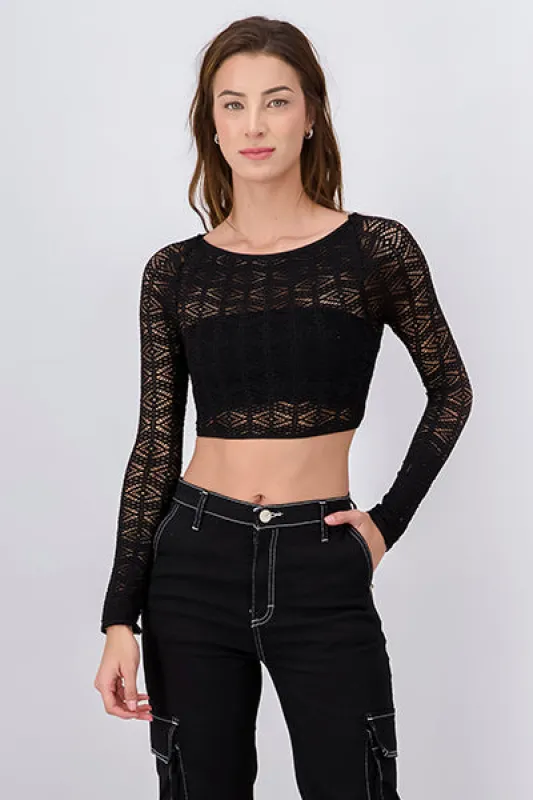 Top manga larga encaje sold by Shasa