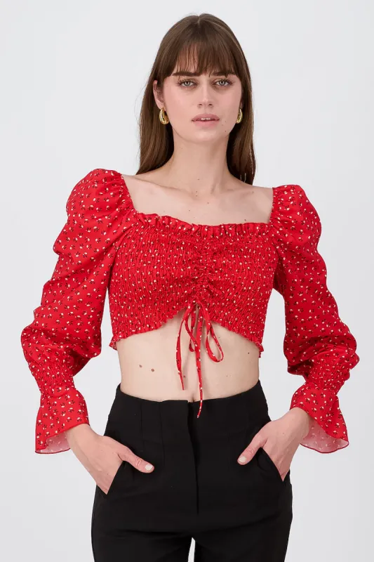 Blusa crop flores manga larga sold by Shasa