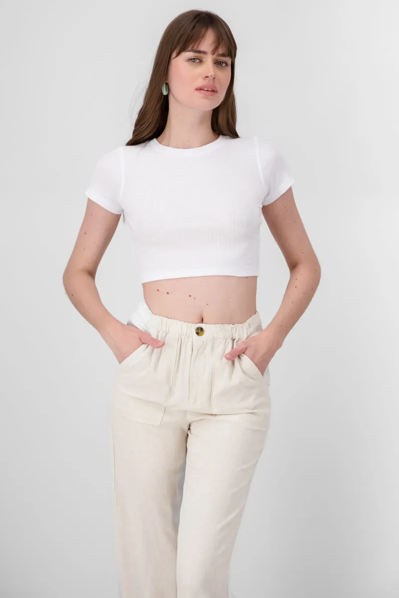 Top manga corta rib sold by Shasa