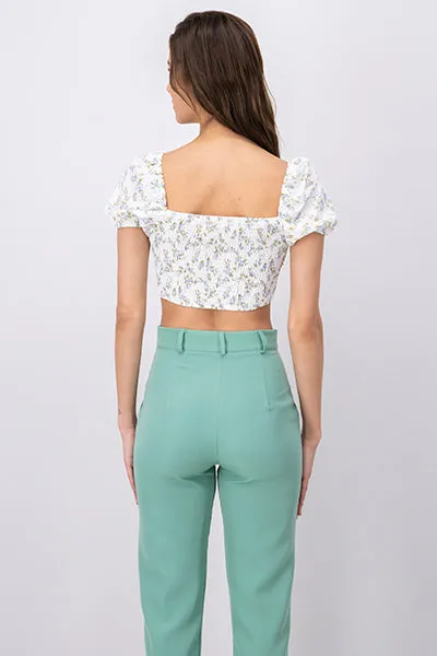 Top crop manga abullonada flores sold by Shasa product image thumbnail 4