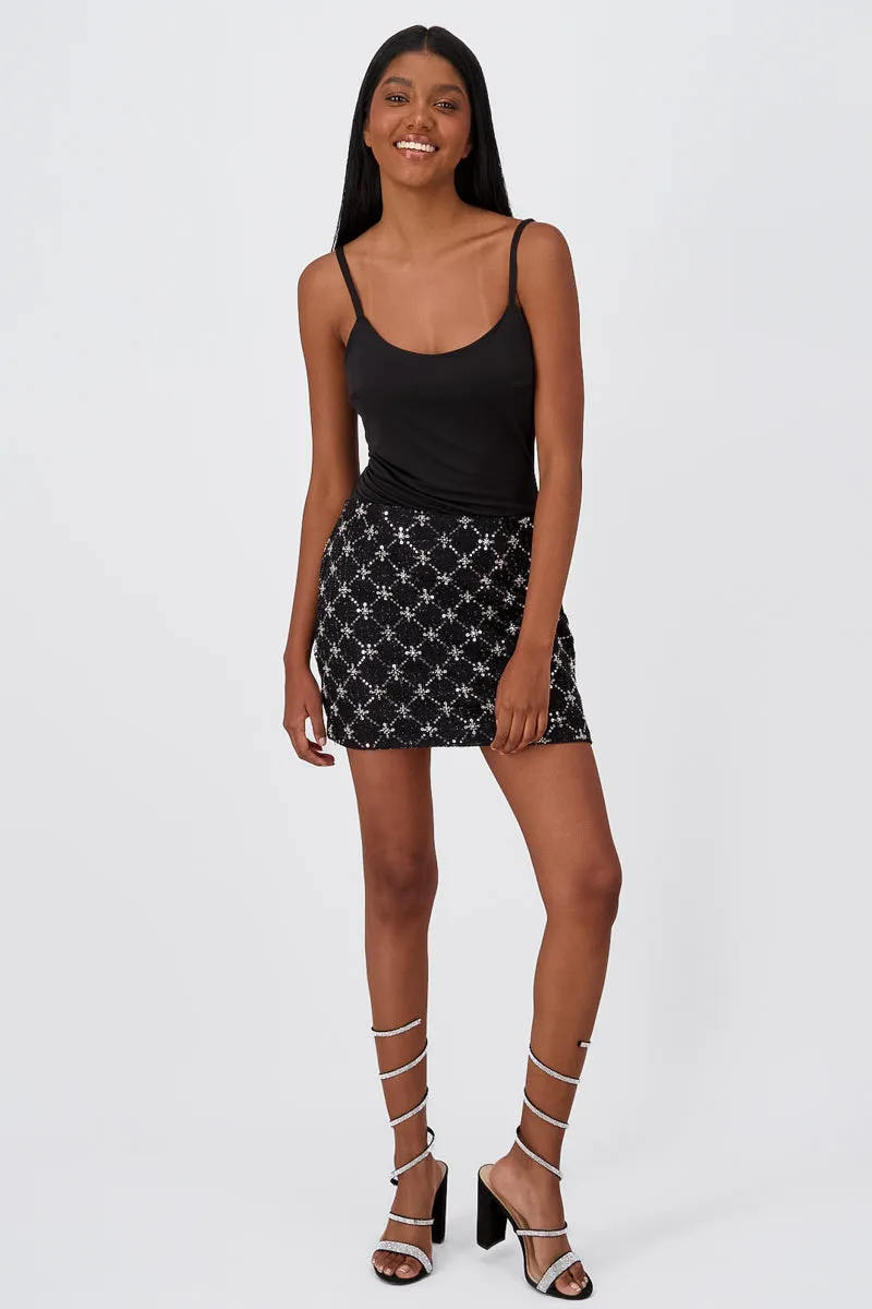 Falda mini aplicación lentejuelas brillos sold by Shasa