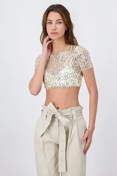 Top crop red lentejuelas sold by Shasa product image thumbnail 2