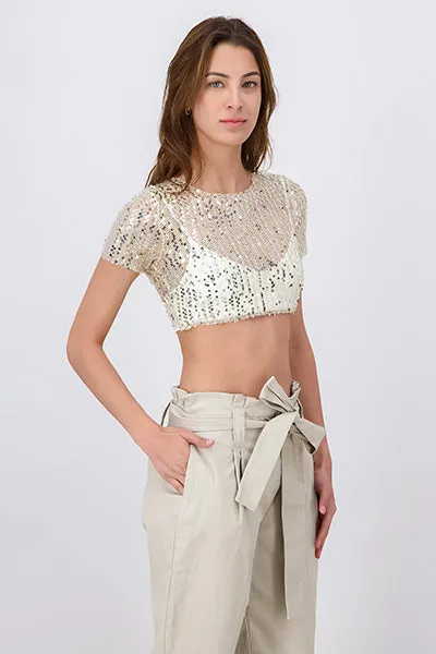 Top crop red lentejuelas sold by Shasa product image thumbnail 3