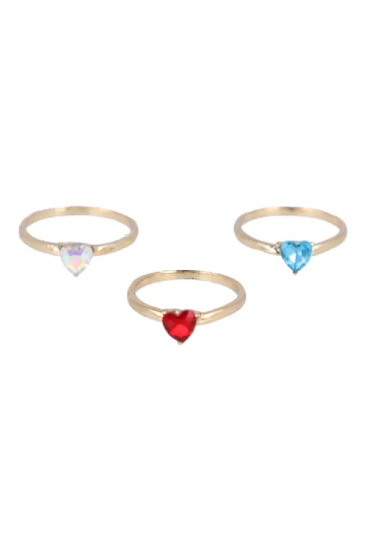 Set 3 anillos corazón multicolor sold by Shasa