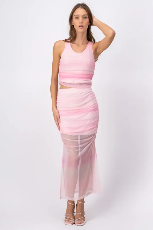Falda midi mesh fruncida sold by Shasa