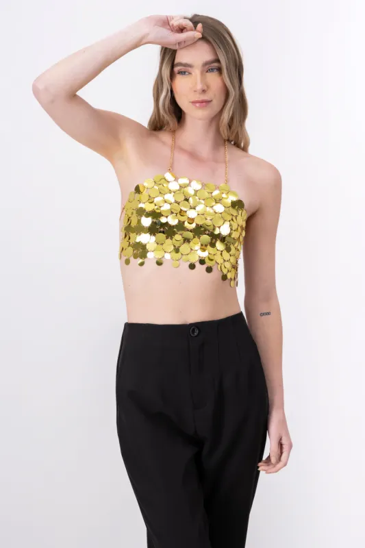 Top crop halter lentejuela maxi sold by Shasa