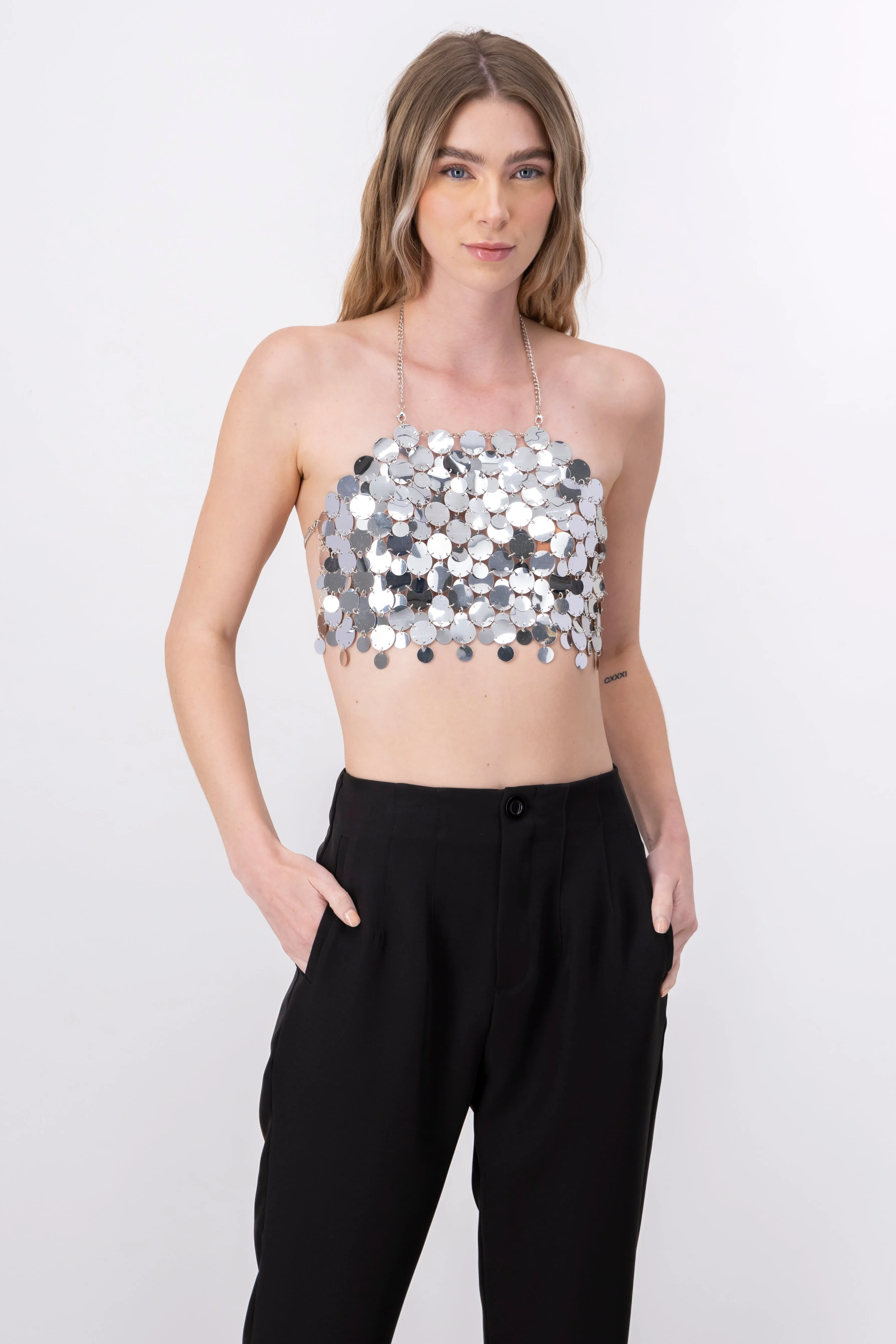 Top crop halter lentejuela maxi sold by Shasa product image thumbnail 2