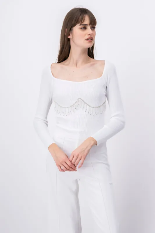 Top manga larga flecos brillos sold by Shasa