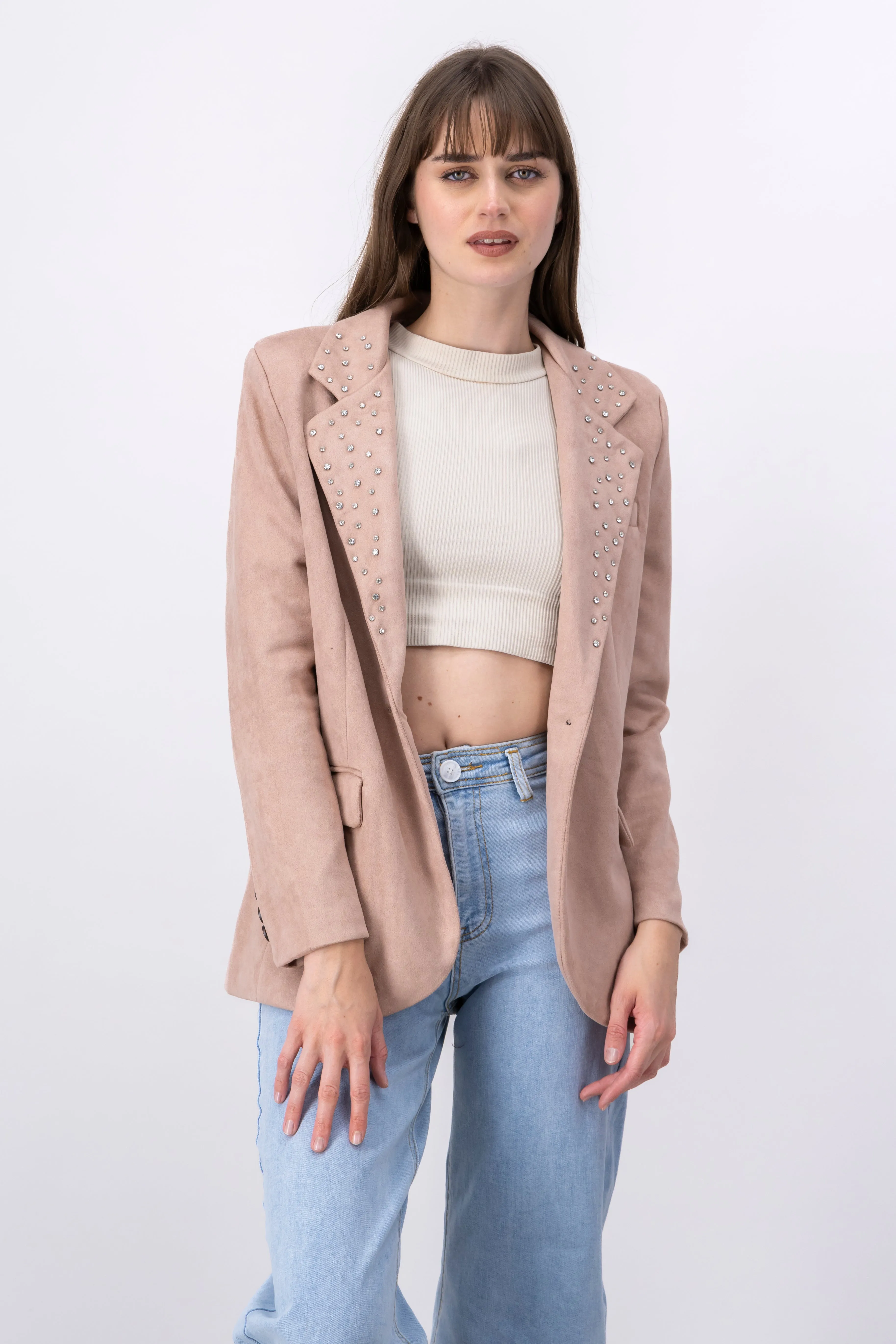 Blazer boton detalle brillos solapa sold by Shasa