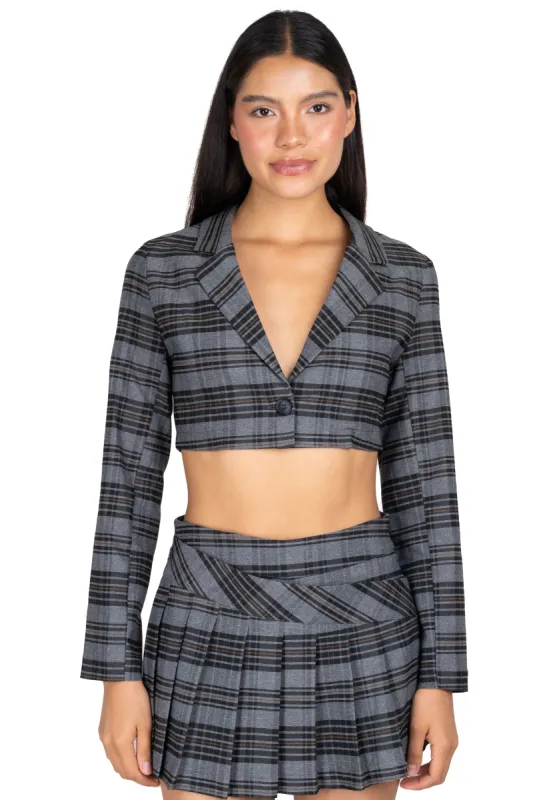 Saco crop cuadros botón sold by Shasa