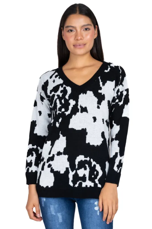 Suéter cuello v flores bicolor sold by Shasa