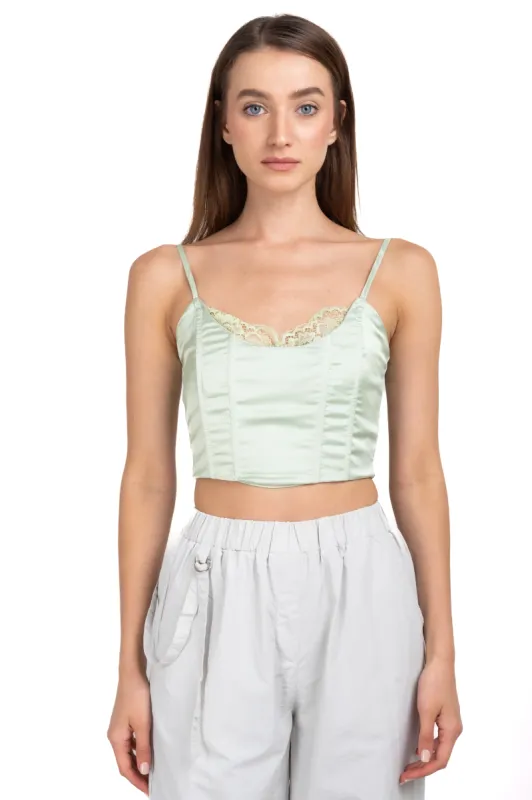 Top corset satinado encaje sold by Shasa