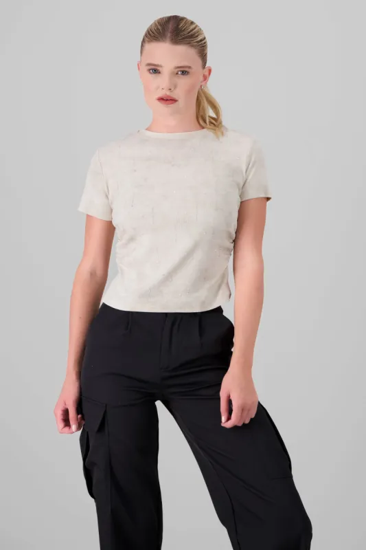 Playera manga corta detalle deslavado sold by Shasa