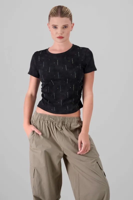 Playera manga corta detalle deslavado sold by Shasa