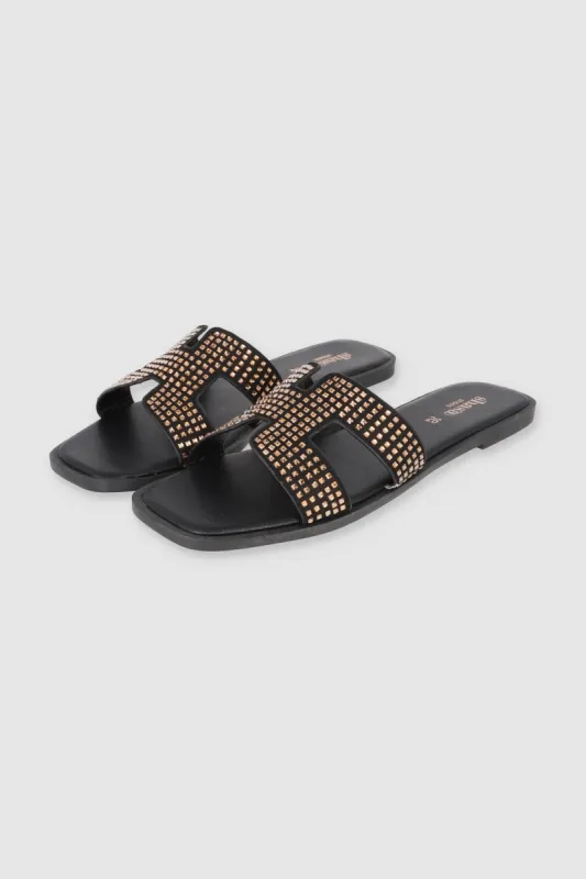 Sandalia greca brillos cuadrados grandes sold by Shasa