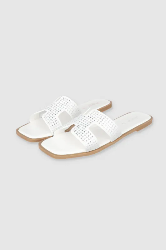 Sandalia greca brillos cuadrados grandes sold by Shasa