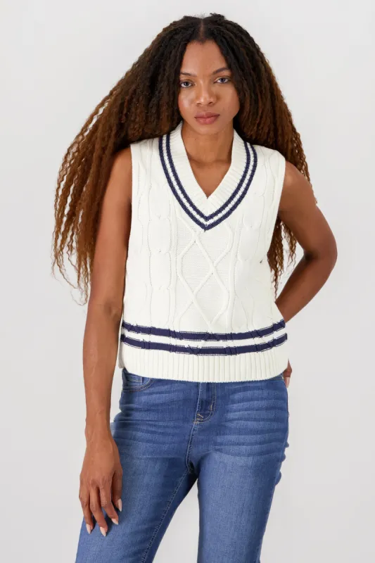 Chaleco tejido contraste sold by Shasa