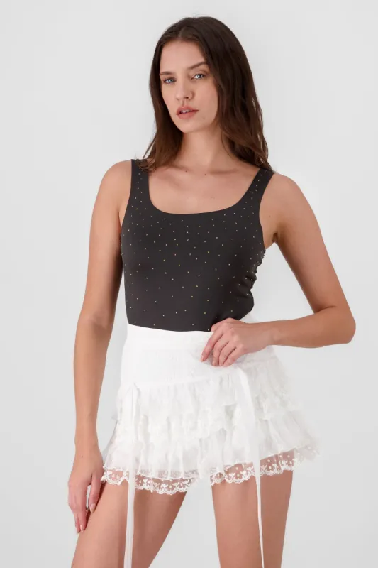 Bodysuit de cuello cuadrado con brillos sold by Shasa