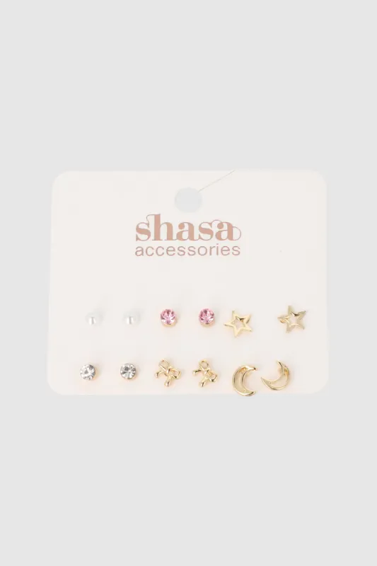 SET 6 PR ARETES ESTRELLA LUNA sold by Shasa