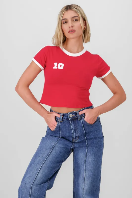 Playera crop contraste manga corta sold by Shasa