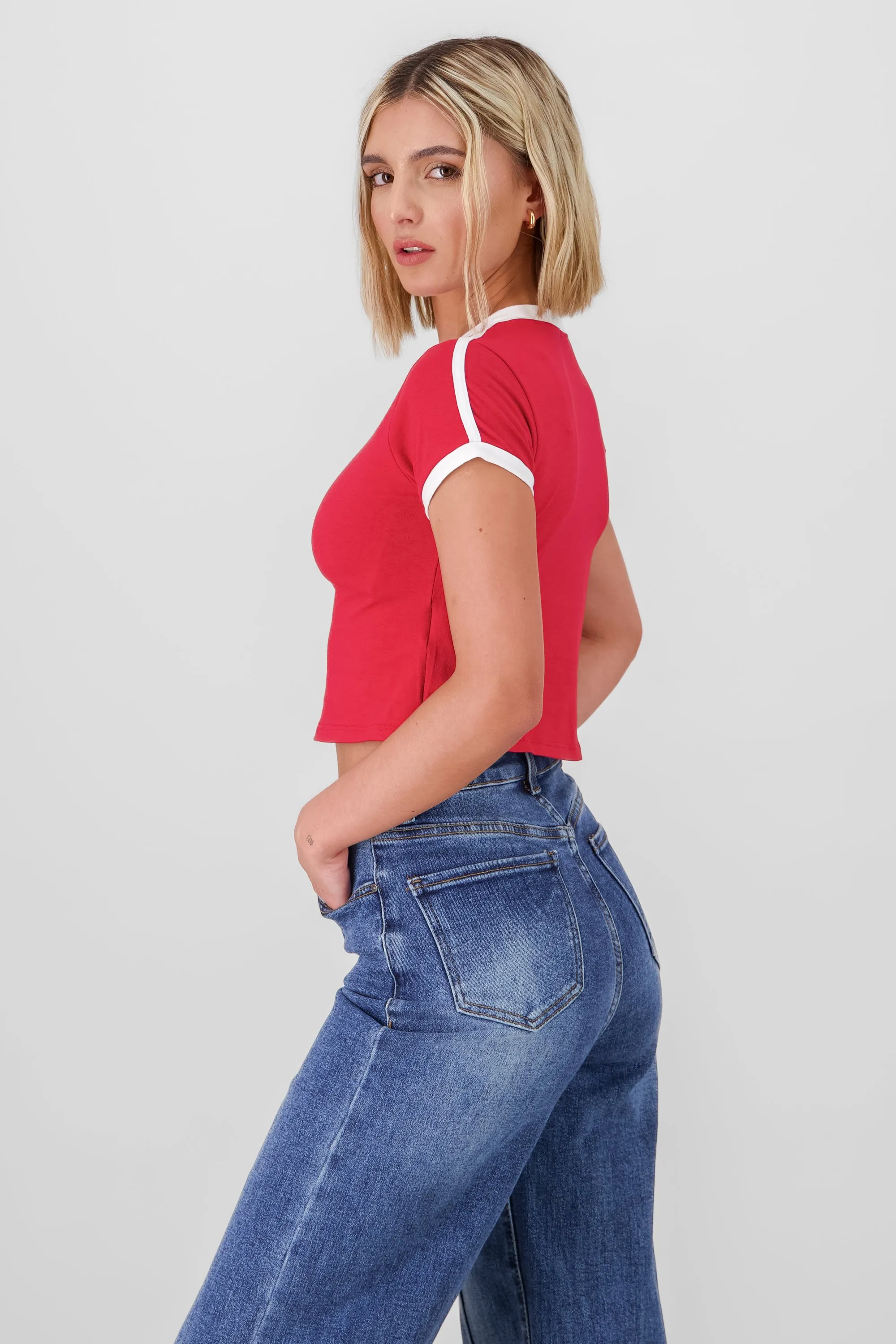 Playera crop contraste manga corta sold by Shasa product image thumbnail 3