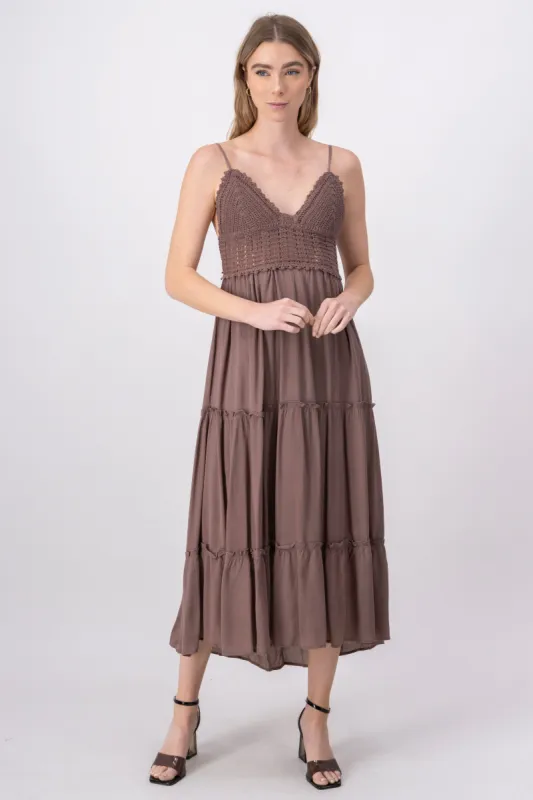 Vestido maxi copas crochet sold by Shasa