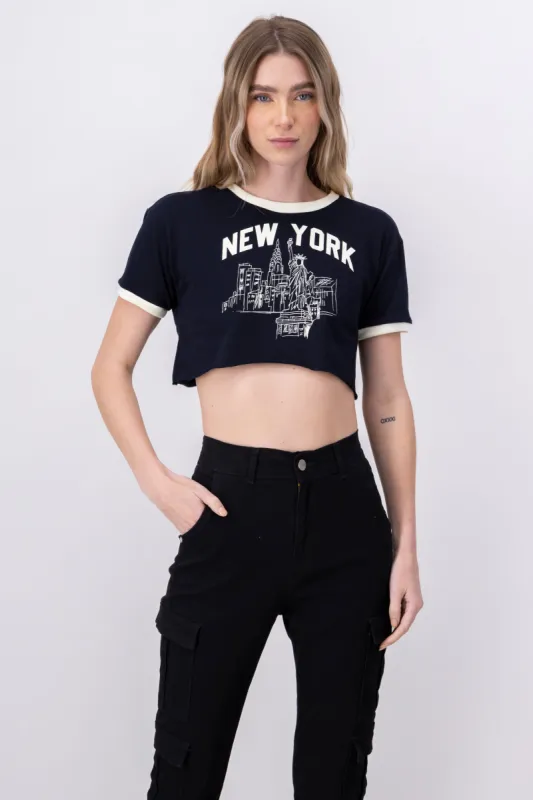 Playera crop nueva york sold by Shasa