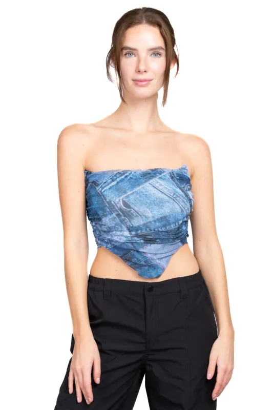 Top mesh strapless estampado sold by Shasa
