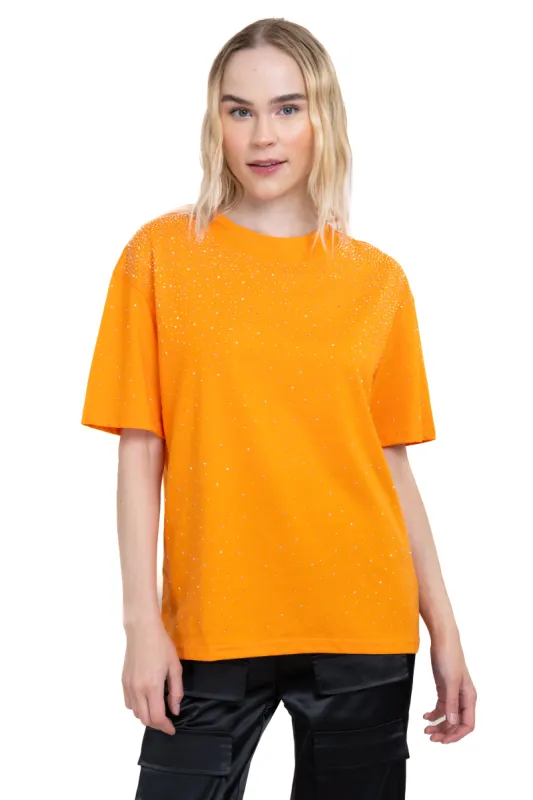 Playera cuello redondo brillos sold by Shasa
