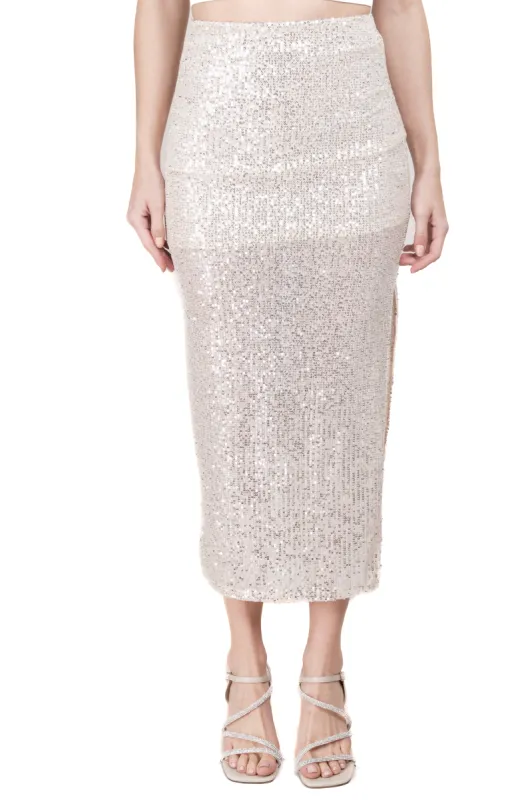 Falda midi lentejuela sold by Shasa