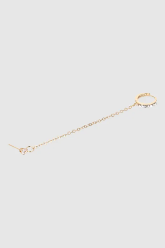 Aretes doble brillos cadena sold by Shasa