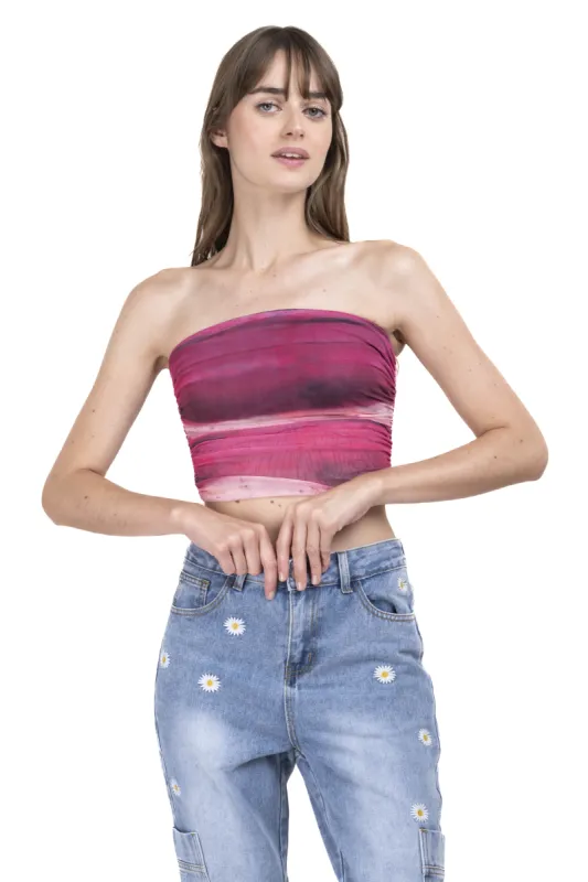 Top strapless mesh estampado sold by Shasa