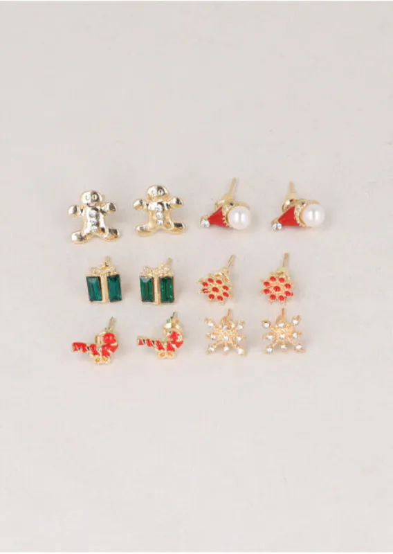 Set 6 piezas aretes regalo navidad sold by Shasa