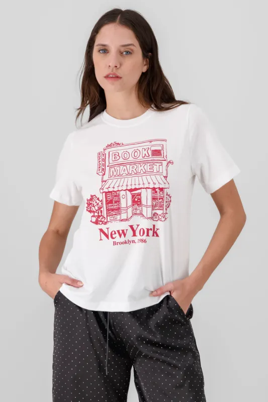 Playera manga corta New York Book Market Hypsters sold by Shasa