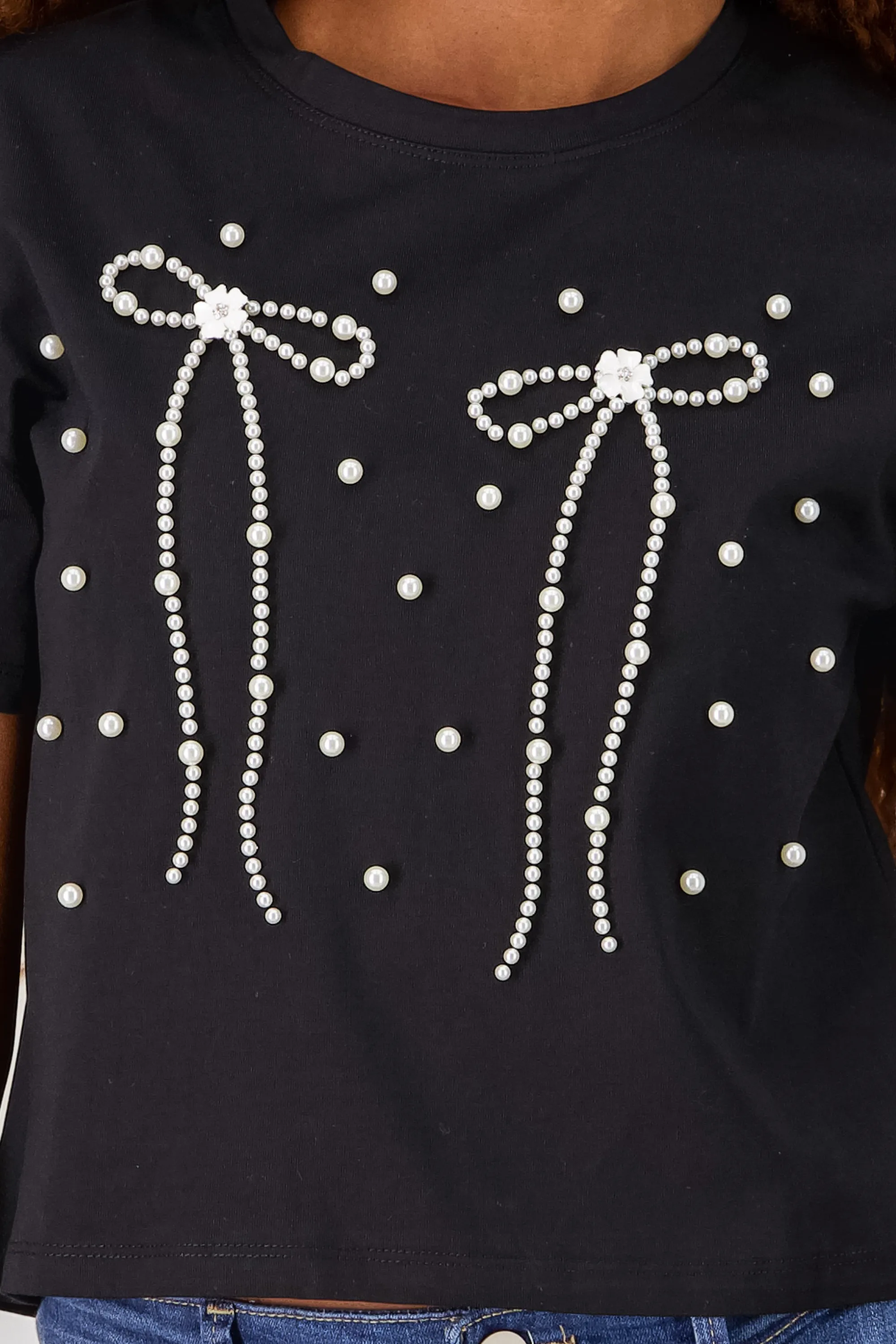 Playera manga corta detalle moños perlas sold by Shasa product image thumbnail 5