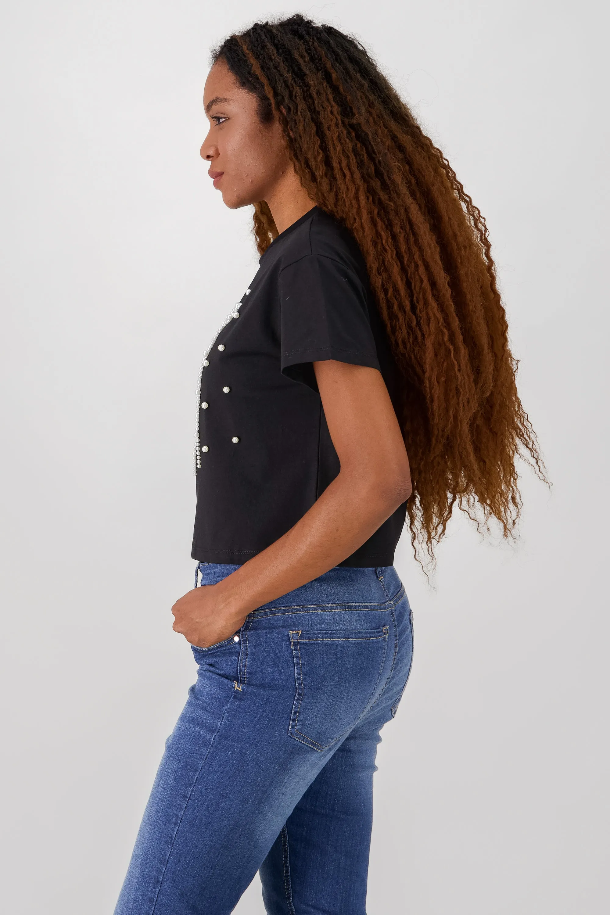 Playera manga corta detalle moños perlas sold by Shasa product image thumbnail 3