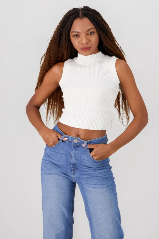 Top tejido cuello alto sin mangas sold by Shasa