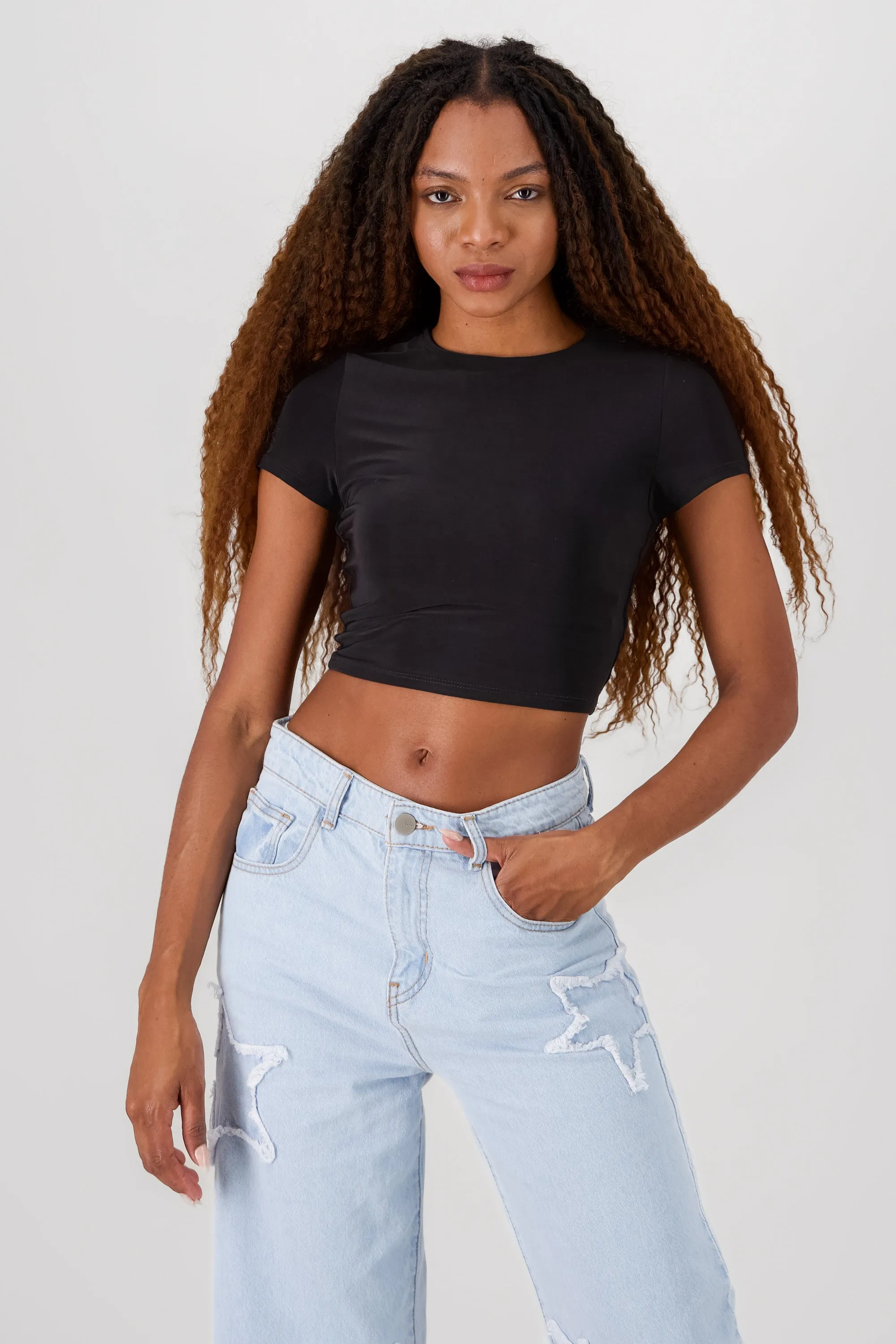 Top crop doble tela manga corta sold by Shasa product image thumbnail 2