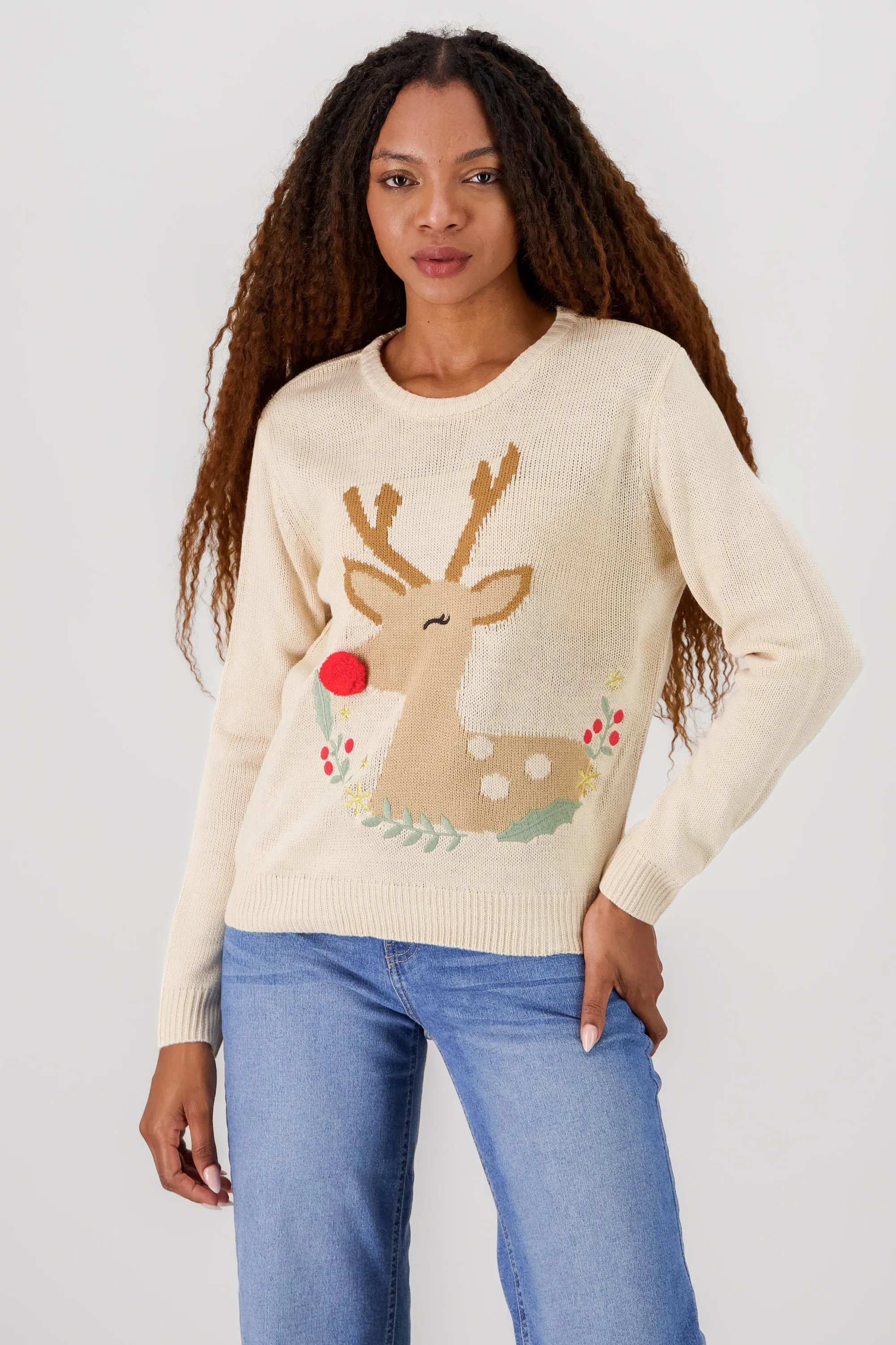 Suéter navideño reno pompón sold by Shasa