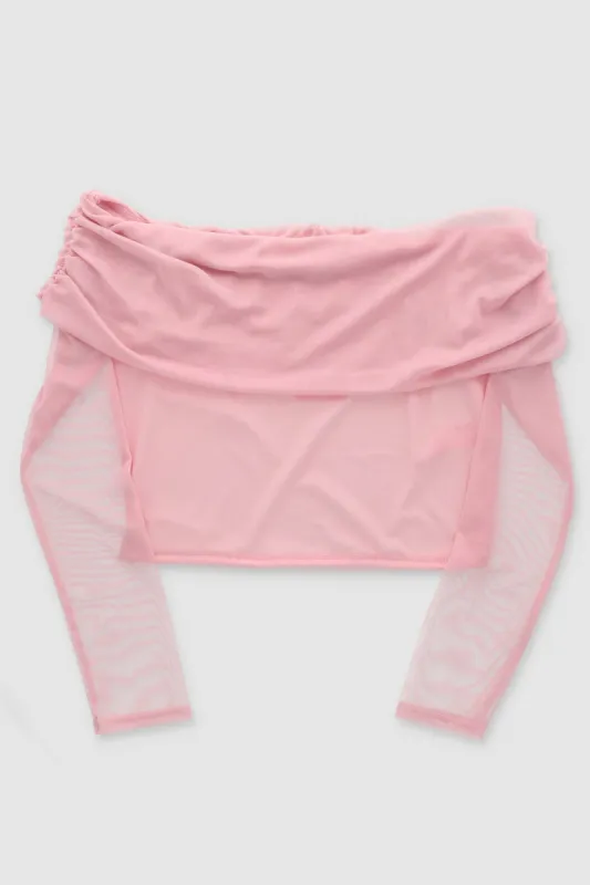 Top off shoulder de mesh liso sold by Shasa