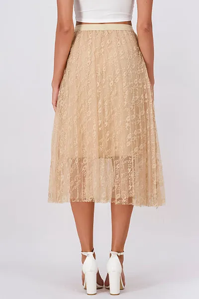 Falda midi mesh flores encaje sold by Shasa product image thumbnail 4