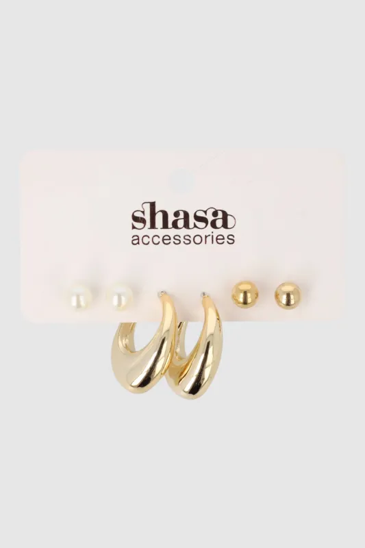 3pr arracadas perlas sold by Shasa