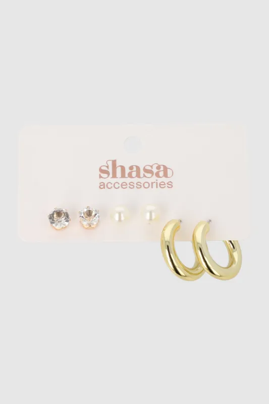 3 pares de aretes con arracadas sold by Shasa