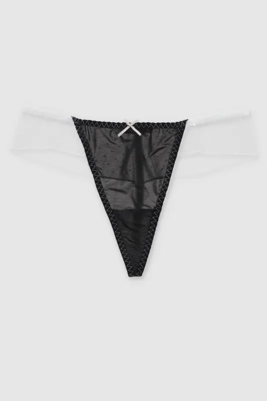 Tanga de satin con bies sold by Shasa