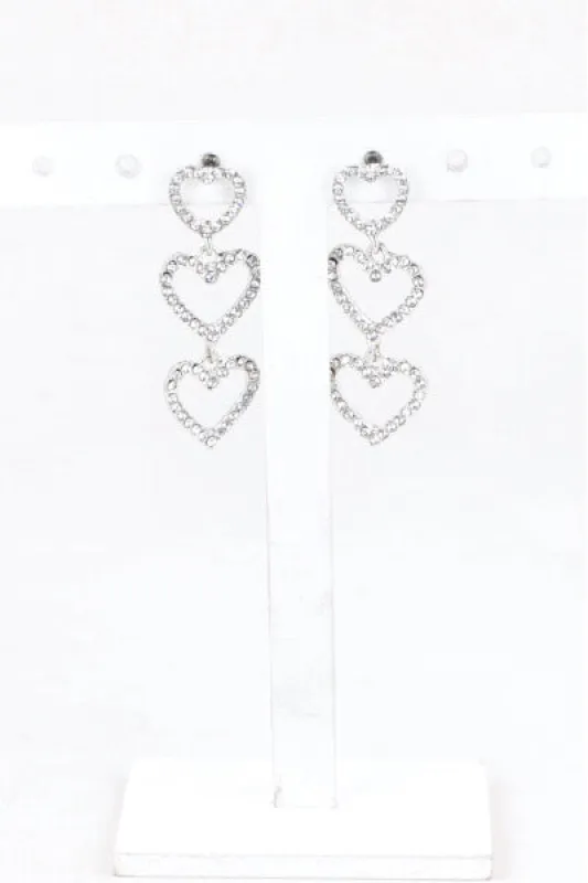 Aretes Triple Corazon Brillos sold by Shasa
