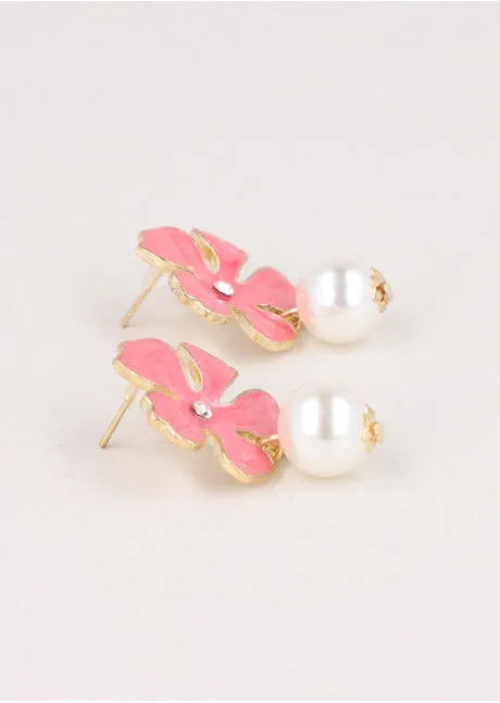 Aretes Flor Esmaltada Perla sold by Shasa product image thumbnail 2
